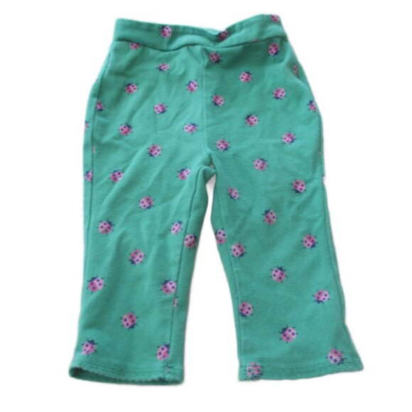 Baby Gap Pull On Sweatpants Girls Size‎ 12-18M Green Ladybug Elastic Bottoms - Picture 1 of 3